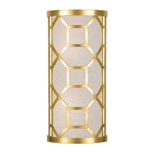 Allegretto Wall Sconce, 2-Light, Gold Leaf, Champagne Fabric Shade, 17"H (816850-SF33 NK1A)