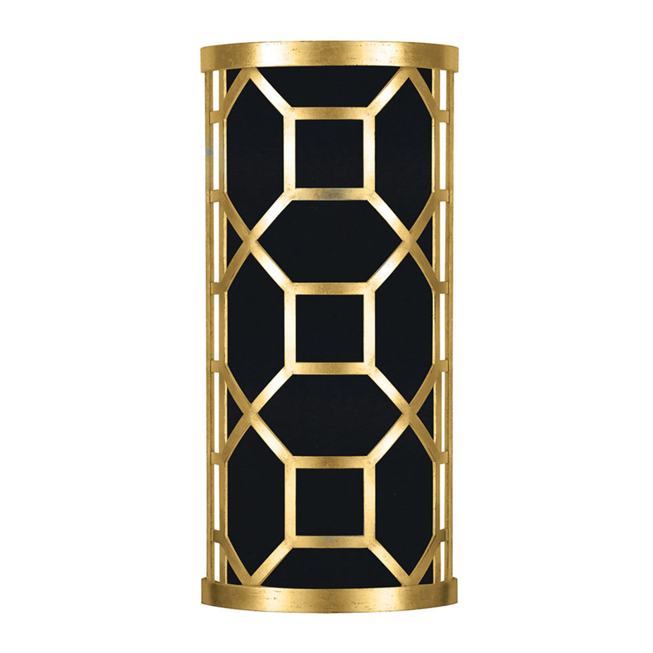 Allegretto Wall Sconce, 2-Light, Gold Leaf, Black Fabric Shade, 17"H (816850-SF34 NK1C)