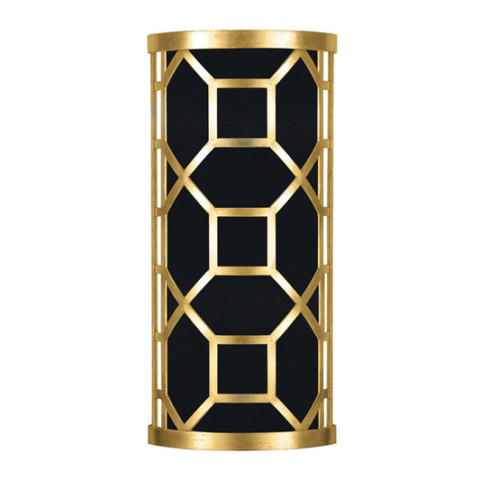 Allegretto Wall Sconce, 2-Light, Gold Leaf, Black Fabric Shade, 17"H (816850-SF34 NK1C)