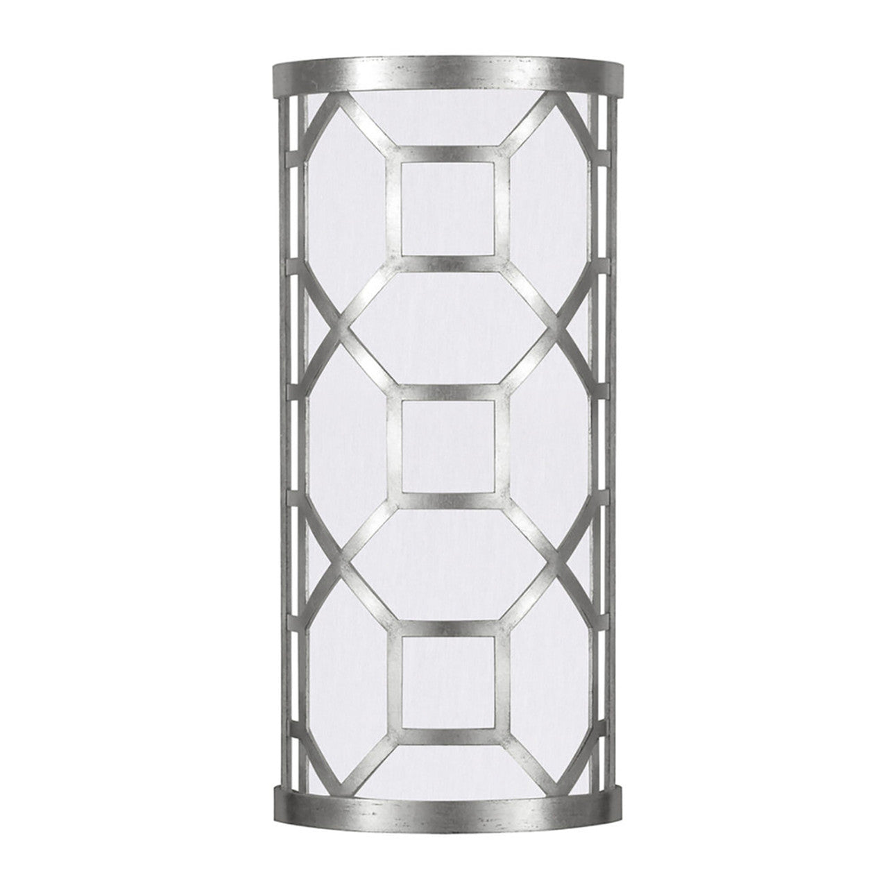 Allegretto Wall Sconce, 2-Light, Silver Leaf, White Fabric Shade, 17"H (816850-SF41 NK1D)