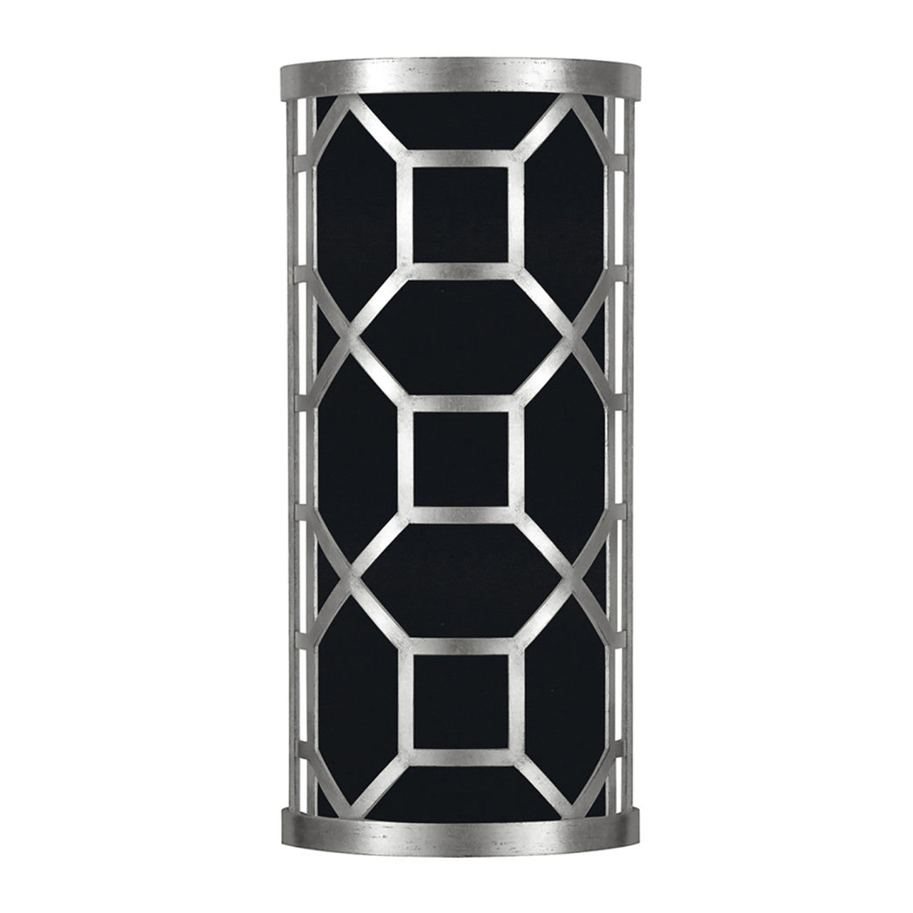 Allegretto Wall Sconce, 2-Light, Silver Leaf, Black Fabric Shade, 17"H (816850-SF42 NK1E)