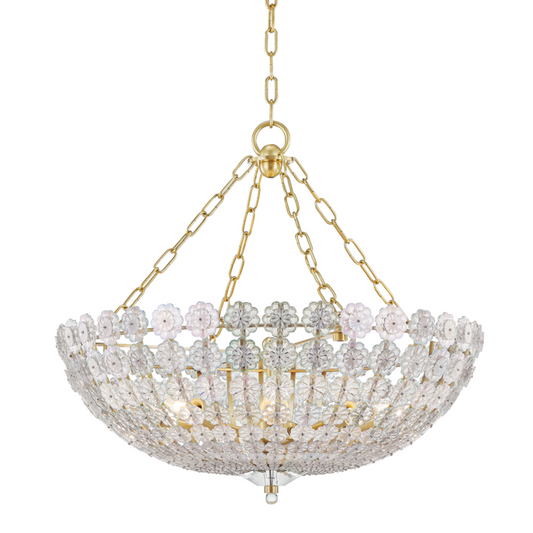 Floral Park Chandelier, 8-Light, Aged Brass, 24.5"W (8224-AGB A5LHL)