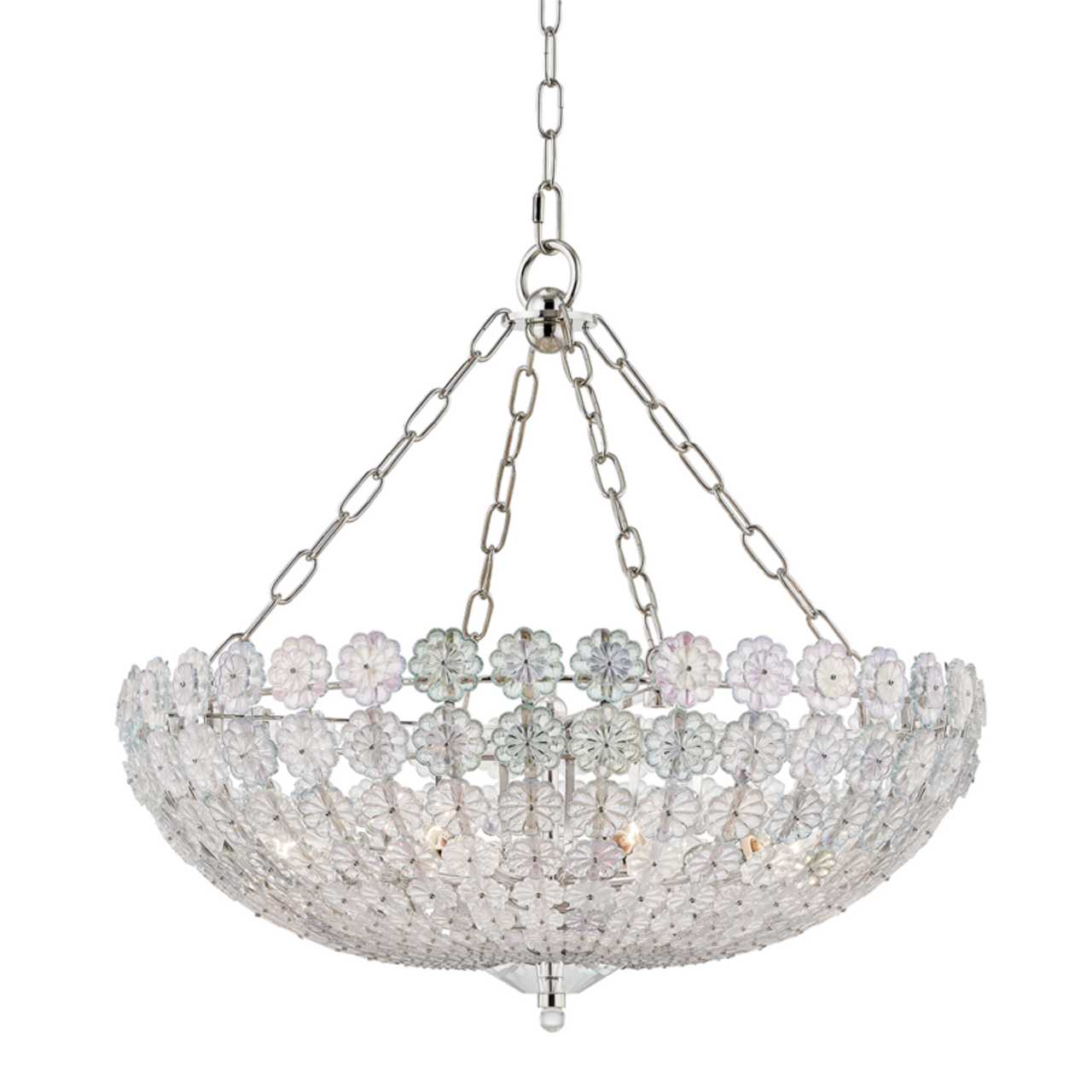 Floral Park Chandelier, 8-Light, Polished Nickel, 24.5"W (8224-PN A5LHM)