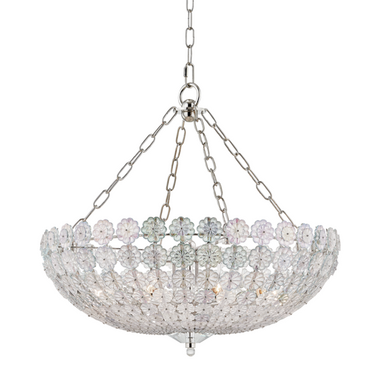 Floral Park Chandelier, 8-Light, Polished Nickel, 24.5"W (8224-PN A5LHM)