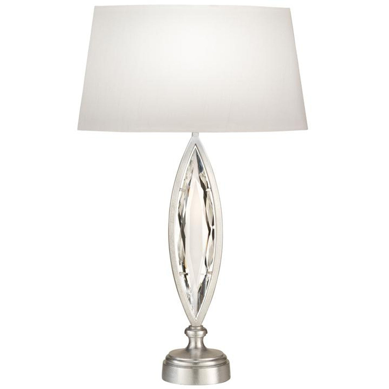 Marquise Table Lamp, 1-Light, Platinized Silver Leaf, Hand-Cut Faceted Crystals, 29"H (850210-12ST G9UL)