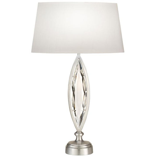 Marquise Table Lamp, 1-Light, Platinized Silver Leaf, Hand-Cut Faceted Crystals, 29"H (850210-12ST G9UL)