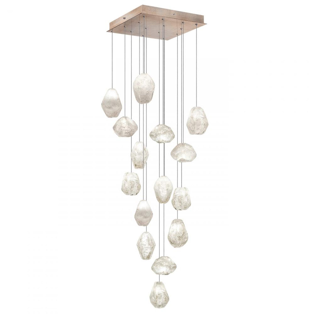 Natural Inspirations Pendant, Square, 15-Light, LED, Clear Quartz Glass, Gold-Toned Silver Leaf Canopy, 19"W (853040-23LD KK8Y)