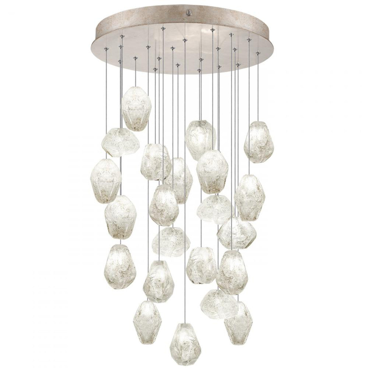 Natural Inspirations Pendant, Round, 22-Light, LED, Clear Quartz Glass, Gold-Toned Silver Leaf Canopy, 24"W (853240-23LD KJA4)