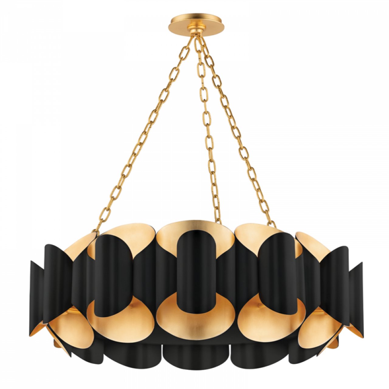 Banks Chandelier, 12-Light, Gold Leaf/Black, 34.5"W (8534-GL/BK A8H8W)