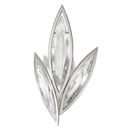 Marquise Wall Sconce, 2-Light, Platinized Silver Leaf, Hand-Cut Faceted Crystals, 21"H (854250-12ST G9V5)