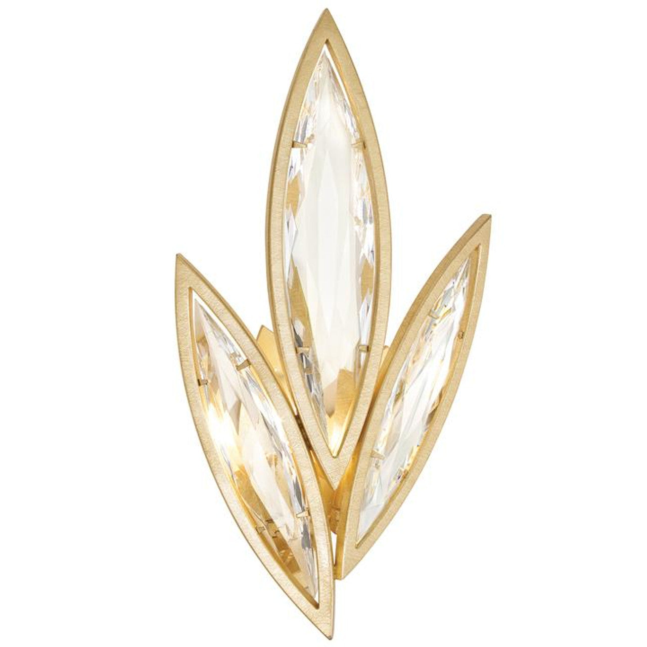 Marquise Wall Sconce, 2-Light, Florentine Brushed Gold, Hand-Cut Faceted Crystals, 21"H (854250-22ST G9V7)