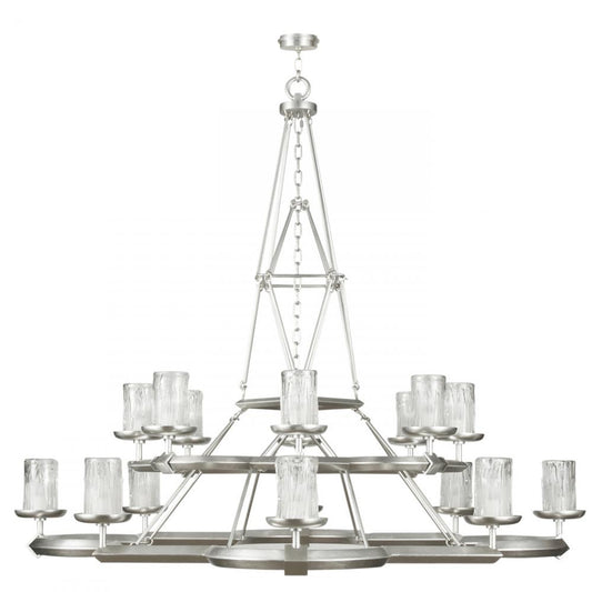 Liaison Chandelier, Round, 16-Light, Platinized Silver Leaf, 58"W (860540-2ST DHWR)