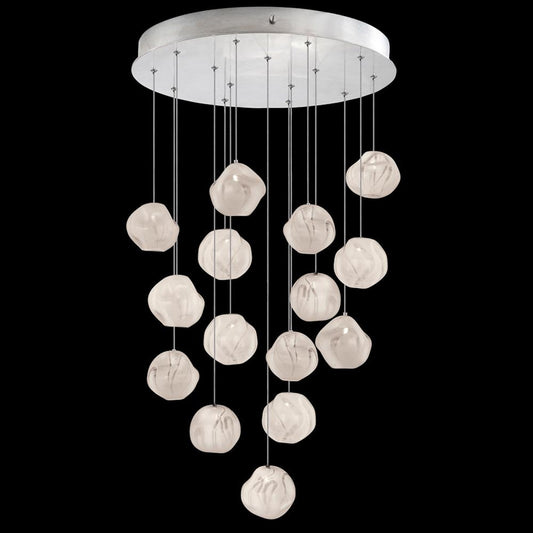 Vesta Pendant, Round, 15-Light, LED, White Glass, Silver Leaf Canopy, 21"W (867040-11LD NLZH)