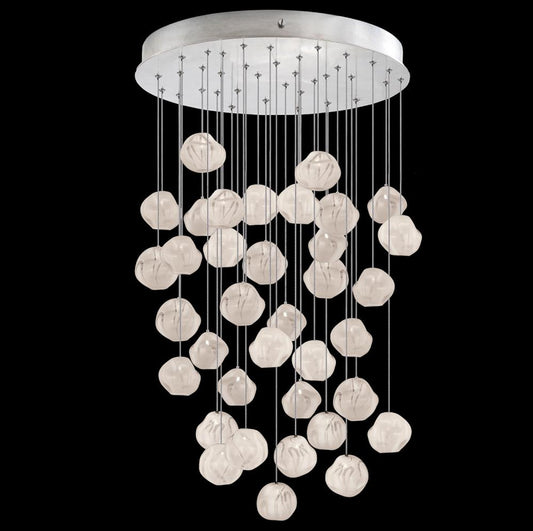 Vesta Pendant, Round, 36-Light, LED, White Glass, Silver Leaf Canopy, 34"W (867440-11LD NLZK)