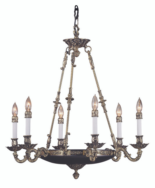 Napoleonic Chandelier, 6-Light, French Brass, 29"W (8706 FB RAKC)