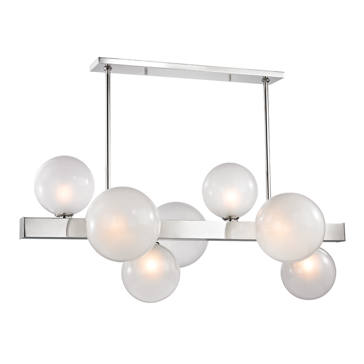 Hinsdale Linear Chandelier, 7-Light, Polished Nickel, Acid Etched Shade, 43.5"W (8717-PN 9ZG5U)