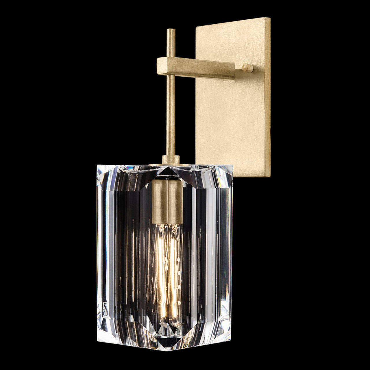 Monceau Wall Sconce, 1-Light, Gold Leaf, Polished Emerald Cut Crystal Glass, 14.5"H (875050-2ST GJKF)