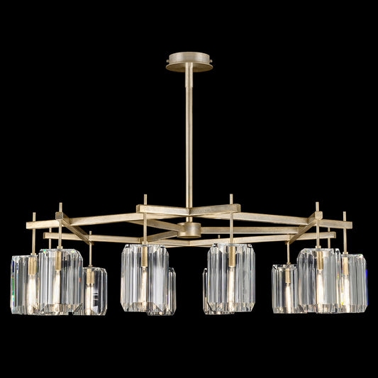 Monceau Chandelier, Round, 12-Light, Gold Leaf, Polished Emerald Cut Crystal Glass, 52.5"W (875140-2ST GJKH)