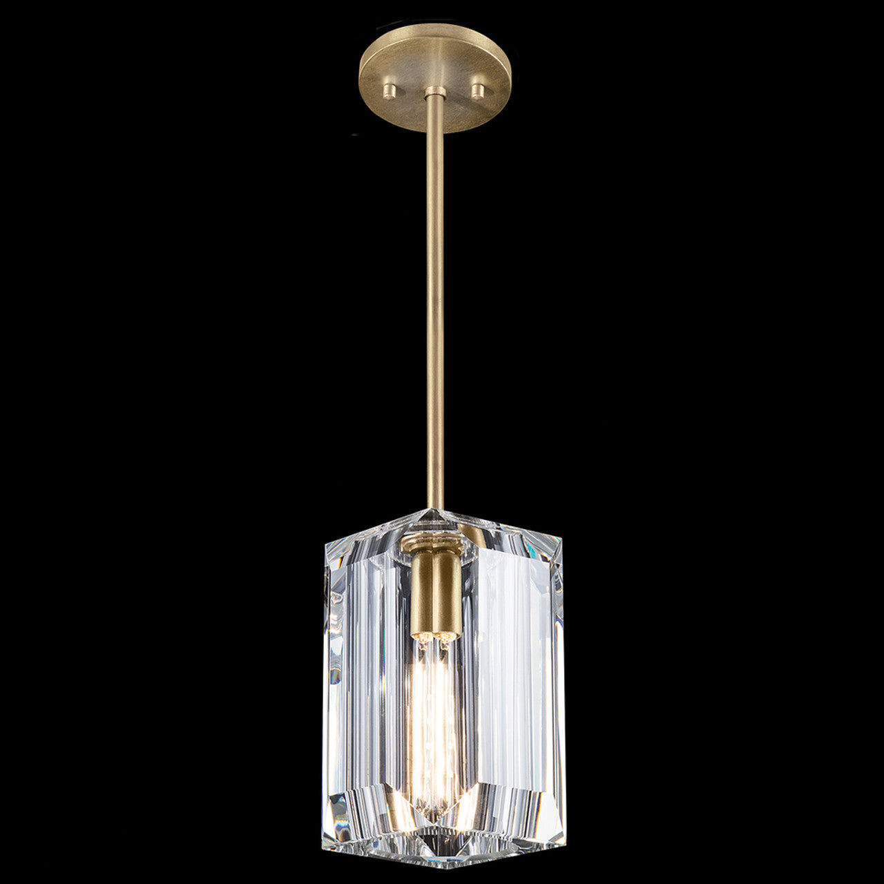 Monceau Pendant, Square, 1-Light, Gold Leaf, Polished Emerald Cut Crystal Glass, 5.5"W (875440-2ST GJKP)