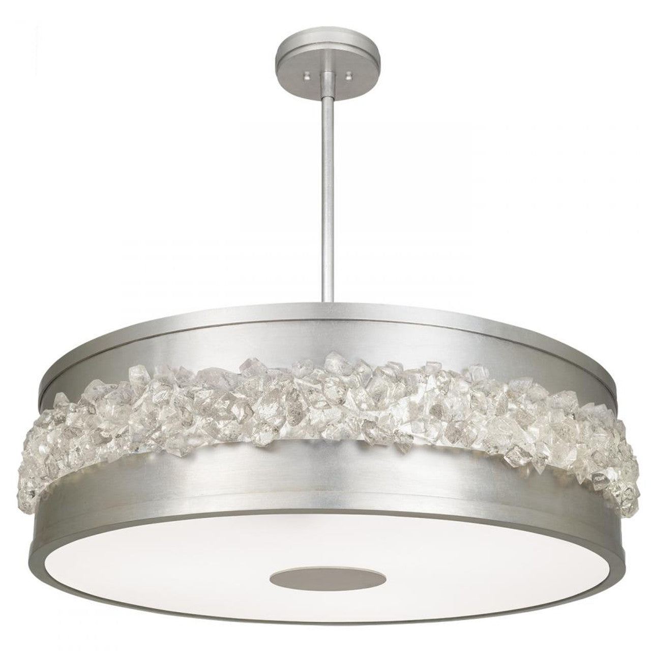 Arctic Halo Drum Shade Pendant, Round, 3-Light, Silver, 32"W (876340ST GGNN)