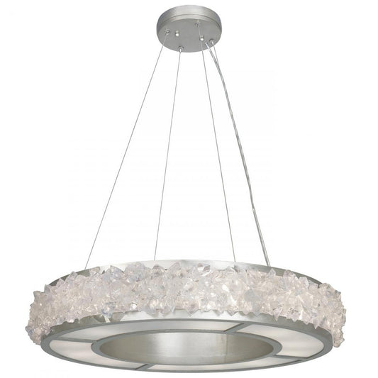 Arctic Halo Drum Shade Pendant, Round, 12-Light, Silver, 30"W (878140ST GGP0)