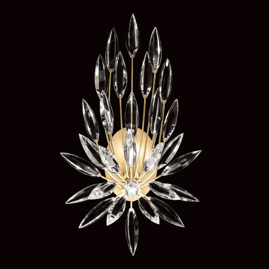 Lily Buds Wall Sconce, 1-Light, Gold Leaf, Faceted Crystal Lily Buds, 22"H (881850-1ST KDEY)