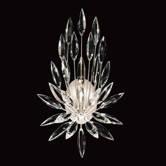 Lily Buds Wall Sconce, 1-Light, Silver Leaf, Faceted Crystal Lily Buds, 22"H (881850ST GKLK)