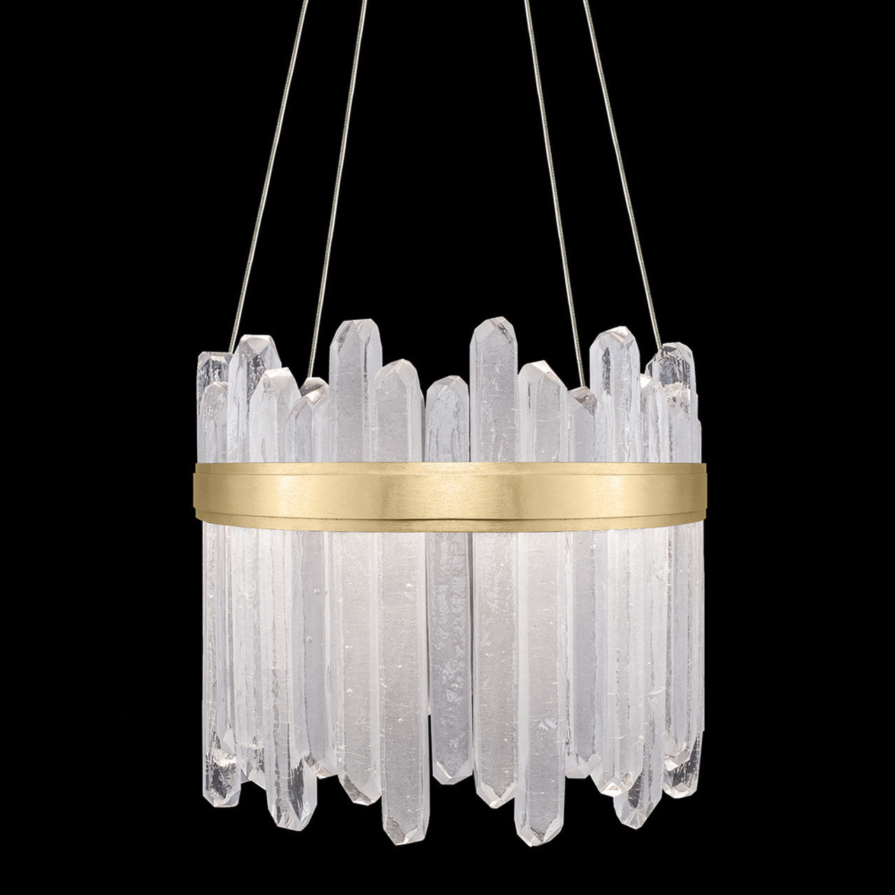 Lior Pendant, Round, 24-Light, LED, Gold Leaf, Illuminated Rock Crystal, 21"W (882240-2ST GKLX)