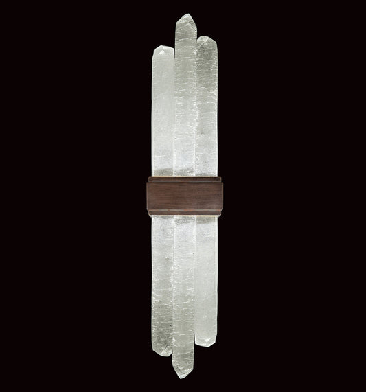 Lior Wall Sconce, 2-Light, LED, Patinated Bronze, Illuminated Rock Crystal, 25.5"H (882350-3ST GKM7)