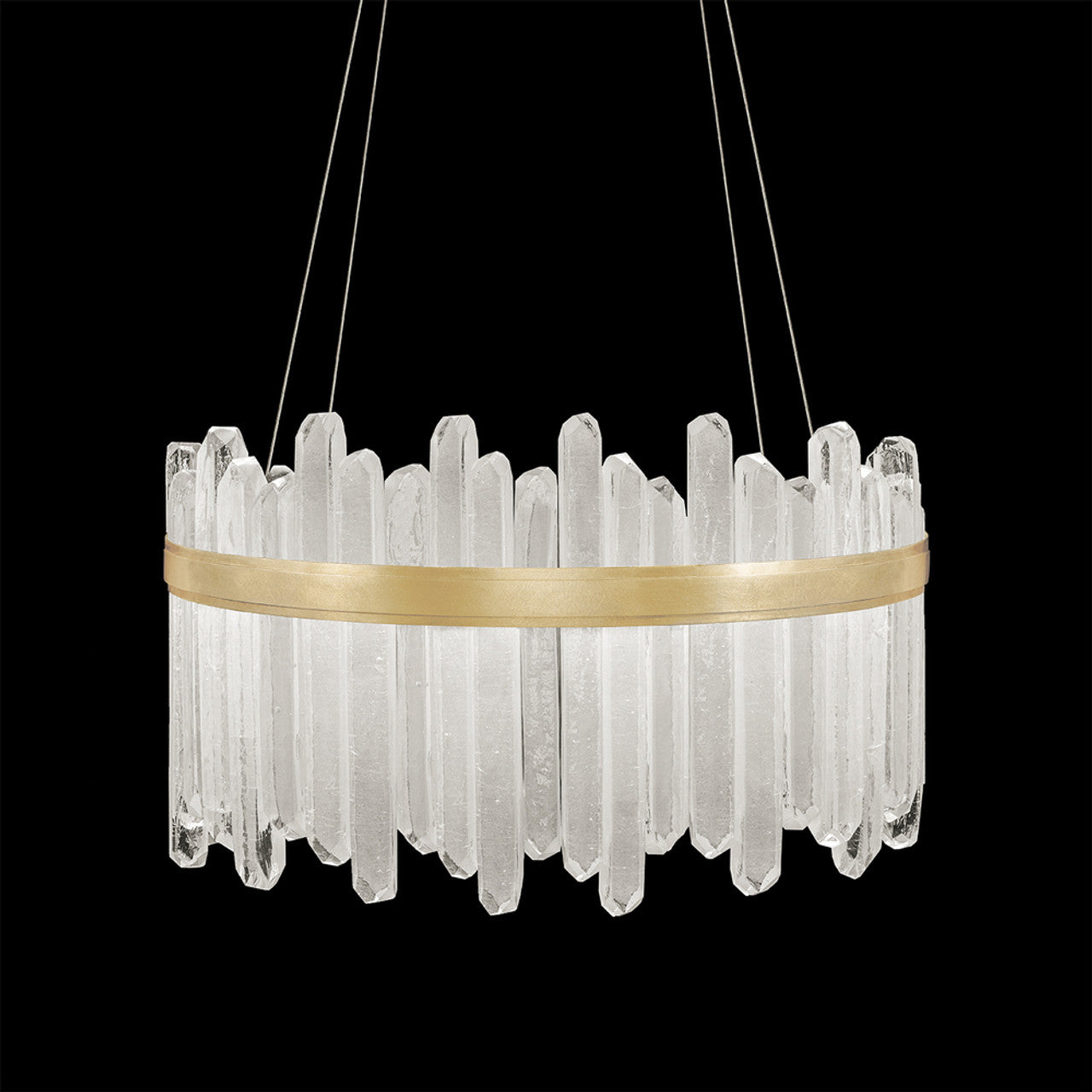 Lior Pendant, Round, 40-Light, LED, Silver Leaf, Illuminated Rock Crystal, 30.5"W (882540-1ST GKMF)