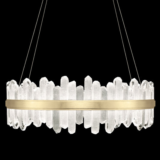 Lior Pendant, Round, 48-Light, LED, Gold Leaf, Illuminated Rock Crystal, 41"W (882640-2ST GJLU)