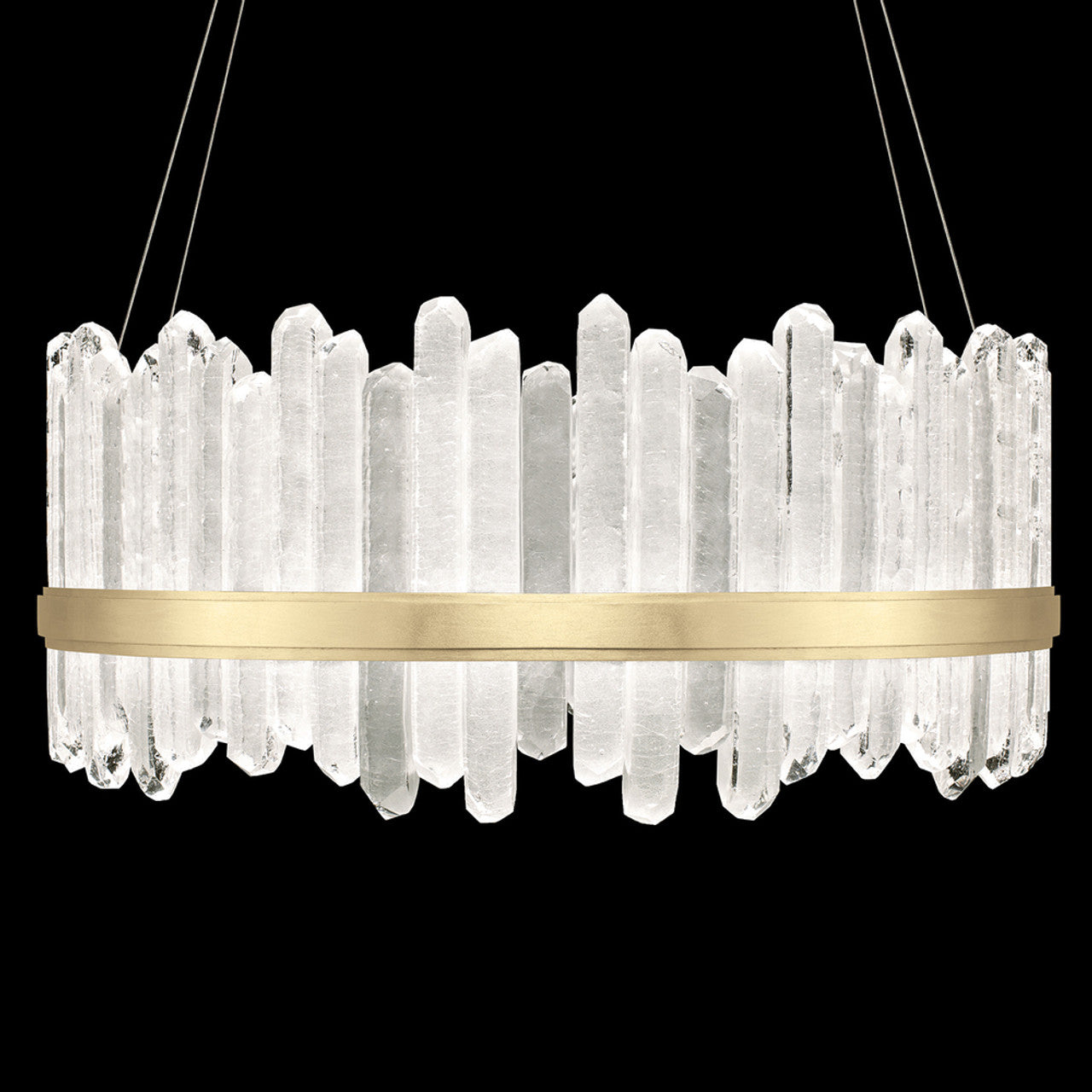 Lior Pendant, Round, 48-Light, LED, Gold Leaf, Illuminated Rock Crystal, 41"W (882840-2ST GJM3)