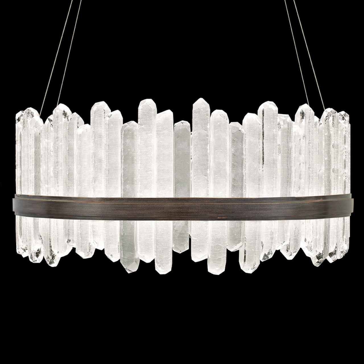 Lior Pendant, Round, 48-Light, LED, Patinated Bronze, Illuminated Rock Crystal, 41"W (882840-3ST GJM4)