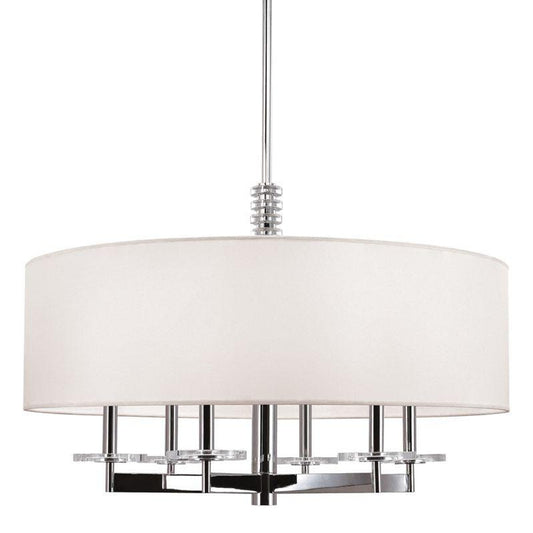 Chelsea Chandelier, 6-Light, Polished Nickel, Off White Shade, 30"W (8830-PN 9P3EN)