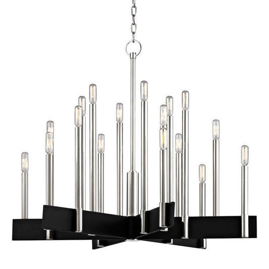 Abrams Chandelier, 18-Light, Polished Nickel, 33.5"W (8834-PN 9ZC9U)