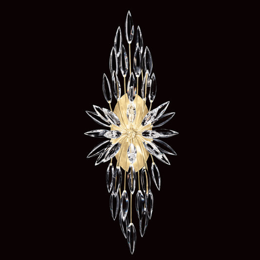 Lily Buds Wall Sconce, 2-Light, Gold Leaf, Faceted Crystal Lily Buds, 33"H (883550-1ST KDEW)