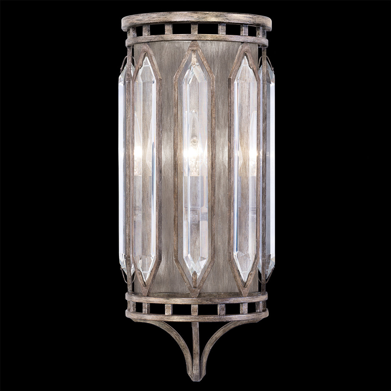 Westminster Wall Sconce, 3-Light, Weathered English Brown Iron Patina with Silver, Double-Faced Beveled Crystals, 22"H (884850-1ST KCGW)