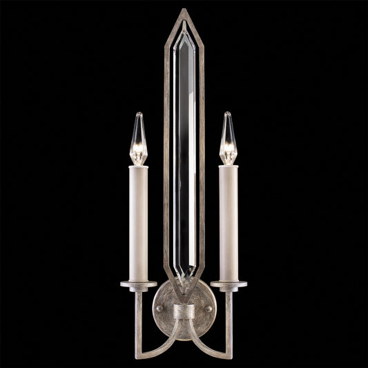 Westminster Wall Sconce, 2-Light, Weathered English Brown Iron Patina with Silver, Double-Faced Beveled Crystals, 24.75"H (884950-1ST KCGY)