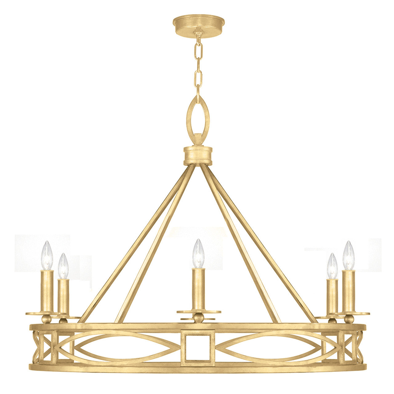 Cienfuegos Chandelier, Round, 6-Light, Gold Leaf, 37.5"W (887640-SF3 NK1F)