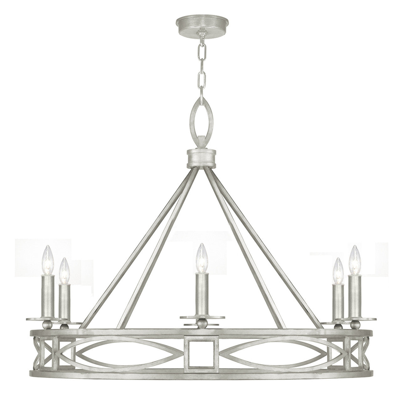 Cienfuegos Chandelier, Round, 6-Light, Silver Leaf, 37.5"W (887640-SF4 NK1H)