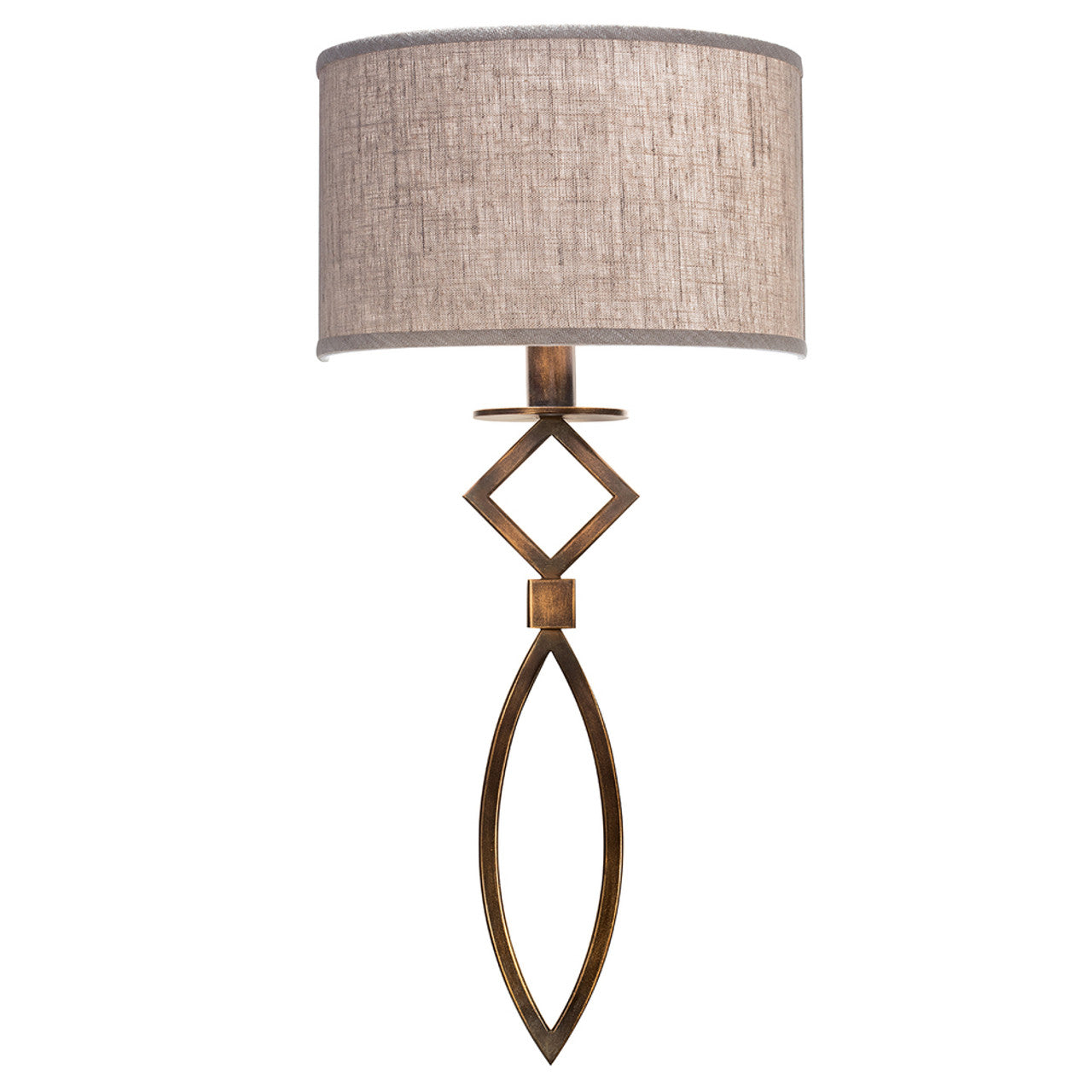 Cienfuegos Wall Sconce, 1-Light, Antique Bronze, Textured Natural Greige Fabric Shade, 25"H (887950-11ST KEF2)