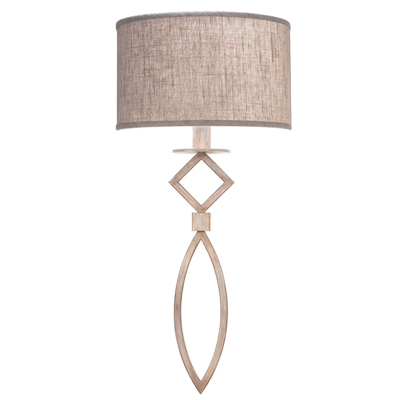 Cienfuegos Wall Sconce, 1-Light, Weathered Griege Patina, Textured Natural Greige Fabric Shade, 25"H (887950-21ST KEF1)