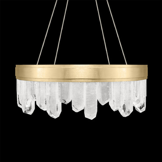 Lior Pendant, Round, 12-Light, LED, Gold Leaf, Illuminated Rock Crystal, 21"W (888040-2ST KCEU)