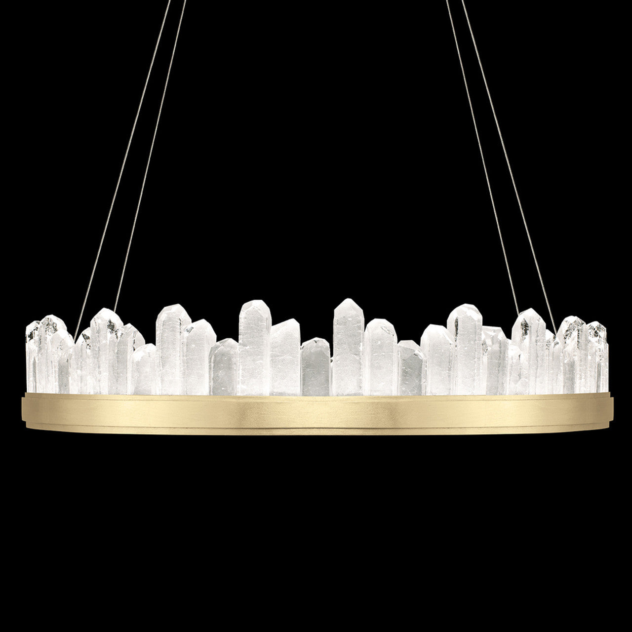 Lior Pendant, Round, 24-Light, LED, Gold Leaf, Illuminated Rock Crystal, 41"W (888440-2ST KCF6)