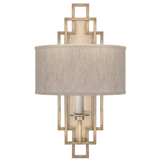 Cienfuegos Wall Sconce, 1-Light, Soft Gold, Textured Natural Greige Fabric Shade, 22"H (889350-31ST KEDQ)