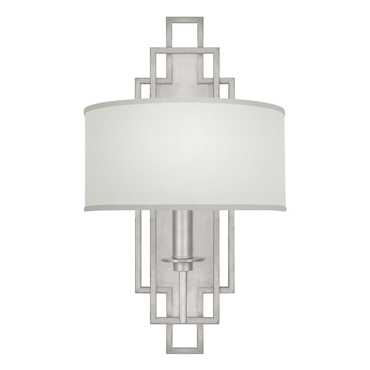 Cienfuegos Wall Sconce, 1-Light, Silver Leaf, White Laminated Shade, 22"H (889350-SF41 NKY3)