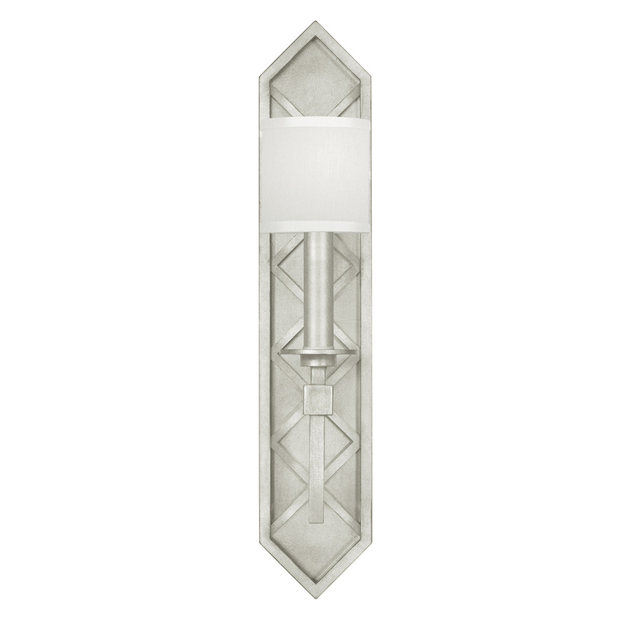 Cienfuegos Wall Sconce, 1-Light, Silver Leaf, White Laminated Shade, 25"H (889550-SF41 NKY7)