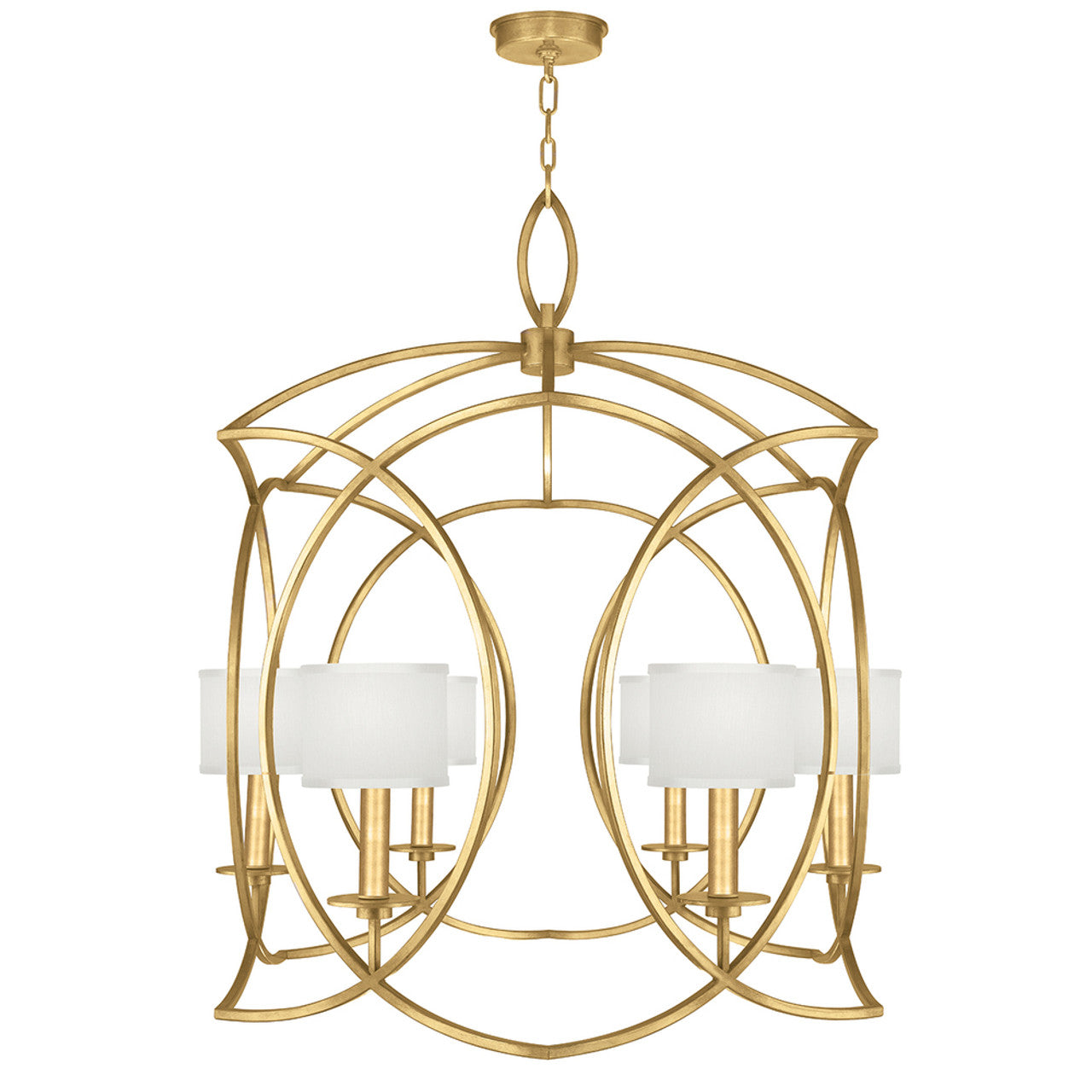 Cienfuegos Chandelier, Round, 6-Light, Gold Leaf, White Laminated Shade, 30.5"W (889840-SF31 NKY9)