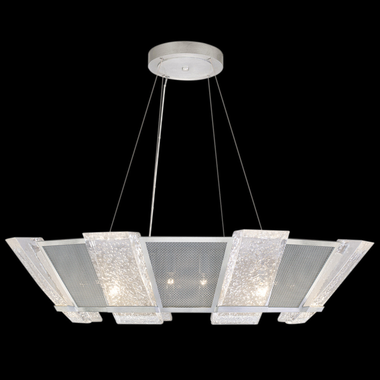 Crownstone Pendant, Round, 16-Light, Silver, Metal Mesh Shade, 38"W (890640-12ST KECV)