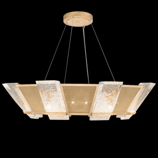 Crownstone Pendant, Round, 16-Light, Gold, Metal Mesh Shade, 38"W (890640-22ST KDGN)